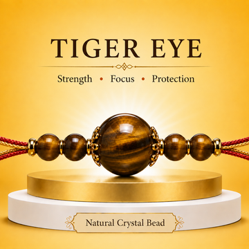 Natural Tiger Eye Crystal Rakhi for Leo (Simha) | Confidence &amp; Success