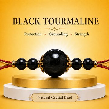 Natural Black Tourmaline Crystal Rakhi for Capricorn (Makara) | Protection &amp; Grounding