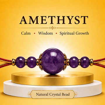 Natural Amethyst Crystal Rakhi for Aquarius (Kumbha) | Peace &amp; Wisdom