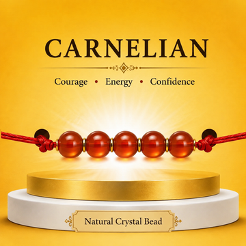 Natural Carnelian Crystal Rakhi for Aries (Mesha) | Confidence &amp; Courage