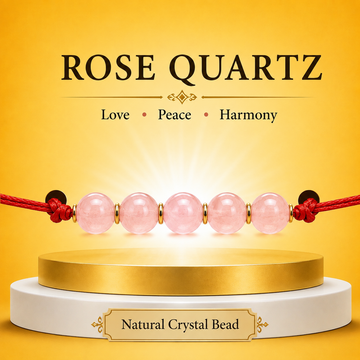 Natural Rose Quartz Crystal Rakhi for Taurus (Vrishabha) | Love &amp; Harmony