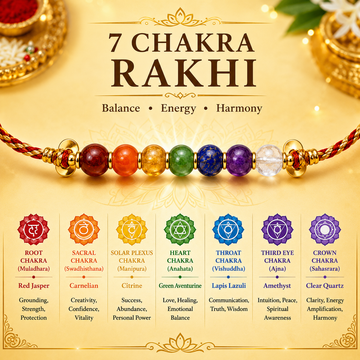 Natural 7 Chakra Crystal Rakhi | Handmade Healing Crystal Rakhi for Balance &amp; Positive Energy